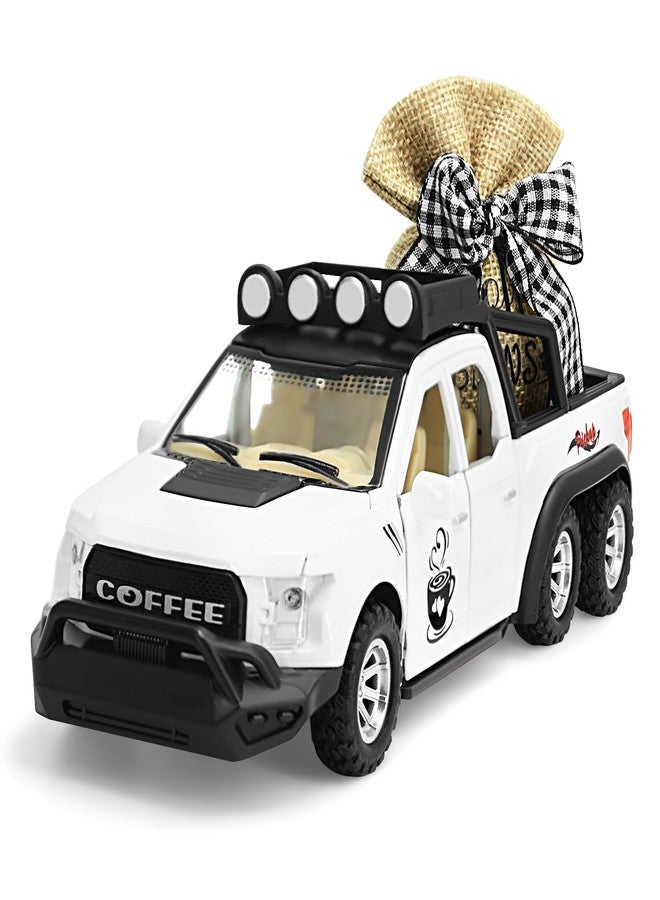 ديكورات ركن القهوة: ديكور ركن قهوة ريفي - ديكور شاحنة معدنية بيضاء كبيرة | إكسسوارات ركن القهوة، ديكورات أسطح العمل، ديكورات صواني متعددة الطبقات، ديكورات ركن القهوة، وديكورات شاحنات عتيقة - Image 1